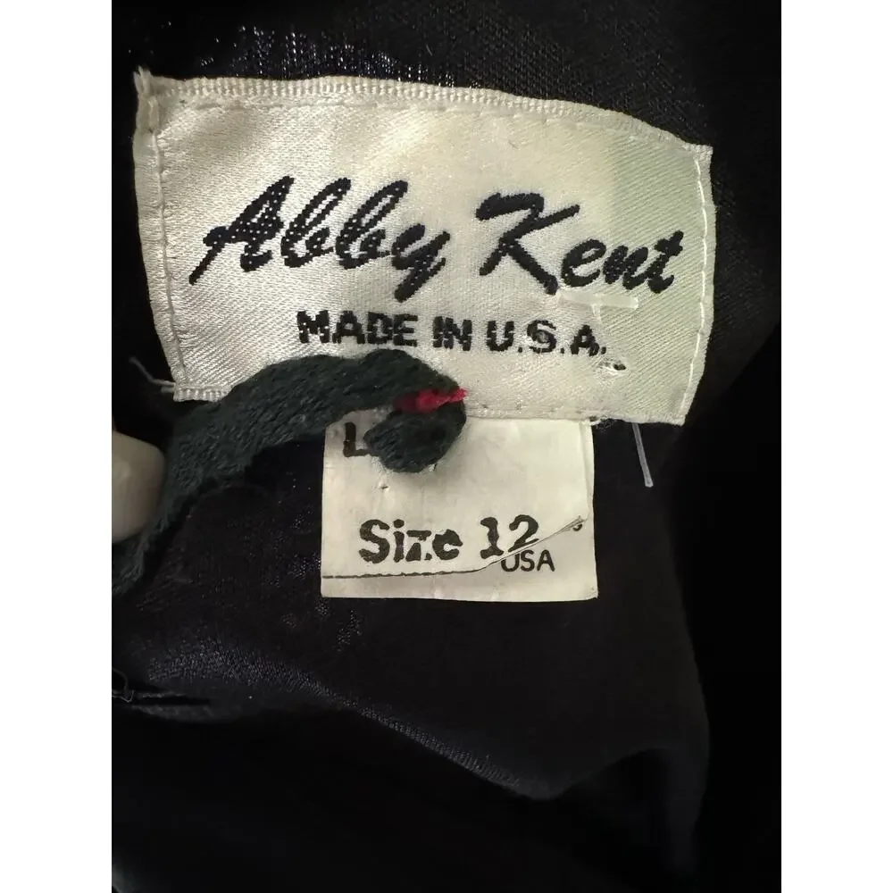 Vintage 1980s Abby Kent Black Beaded Sequin Ruched Jumpsuit Made USA Small